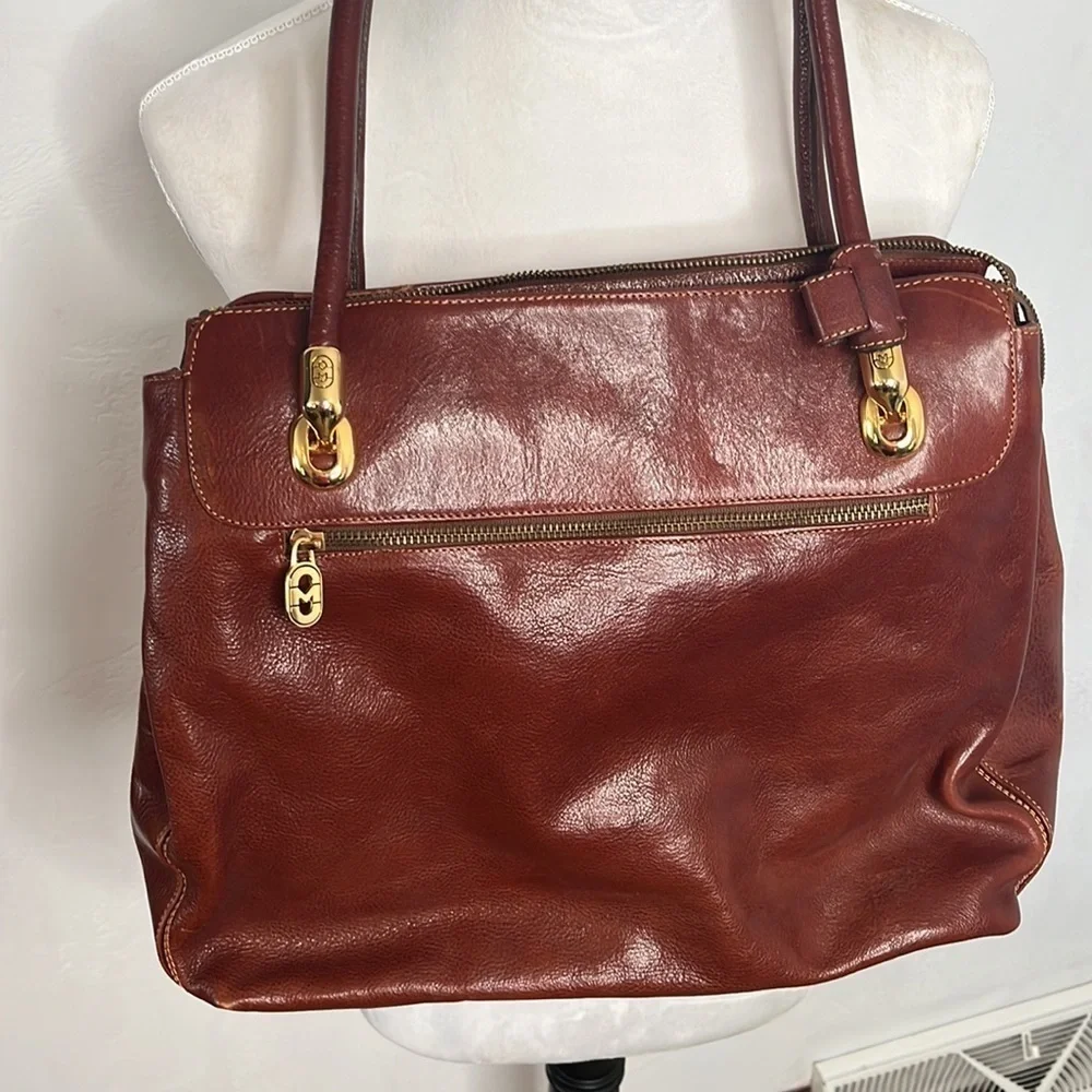 Marino Orlandi Large Leather Satchel Tote Bag Made in Italy. BRN3594D